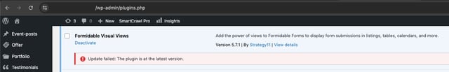 wordpress update plugin is at the latest version