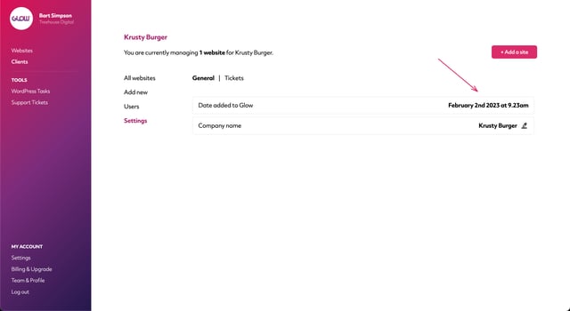 screenshot of the client area in glow, on the settings screen