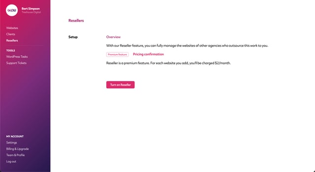 white label wordpress management, setup reseller feature in glow, part 1