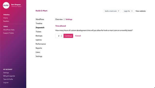 glow change time tracking settings