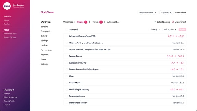 glow screenshot of the website area