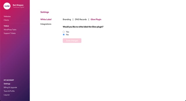 screenshot of the step to white label the glow plugin, part 1