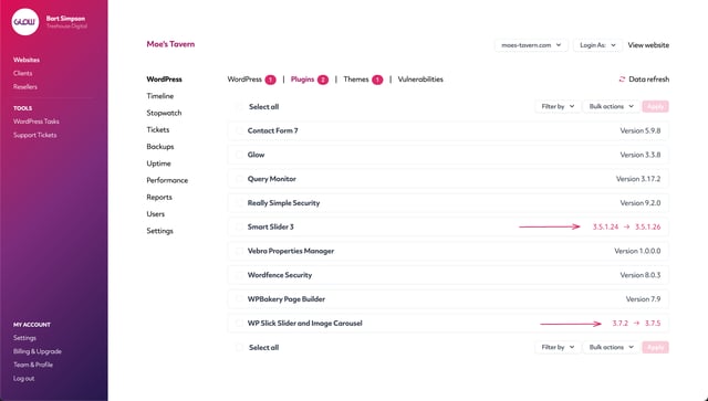 glow wordpress update management