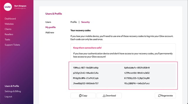 manage multiple wordpress sites with glow - finding 2FA recovery codes - part 3