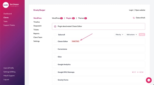 manage multiple wordpress sites with glow, deactivate a plugin part 4