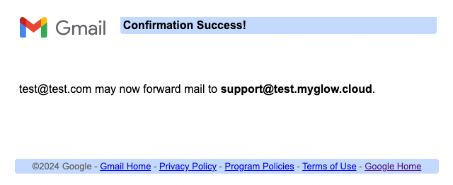 glow support ticket system gmail forwarding final step, part 2