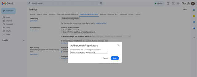 glow support ticket system gmail forwarding part 2