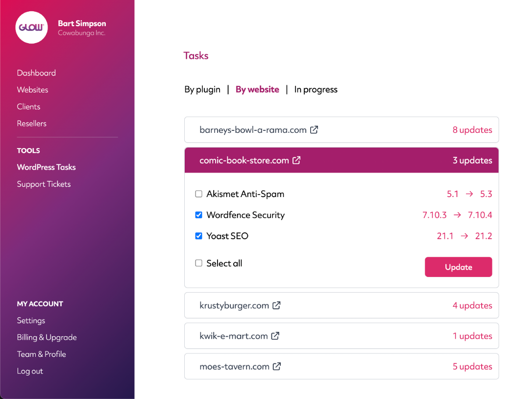 infinitewp alternative, glow, wordpress maintenance tasks